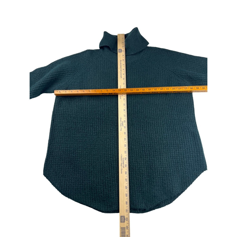 Kuhl Womens XL Teal Green Waffle Knit Turtleneck Sweater Curved Hem - Picture 3 of 7